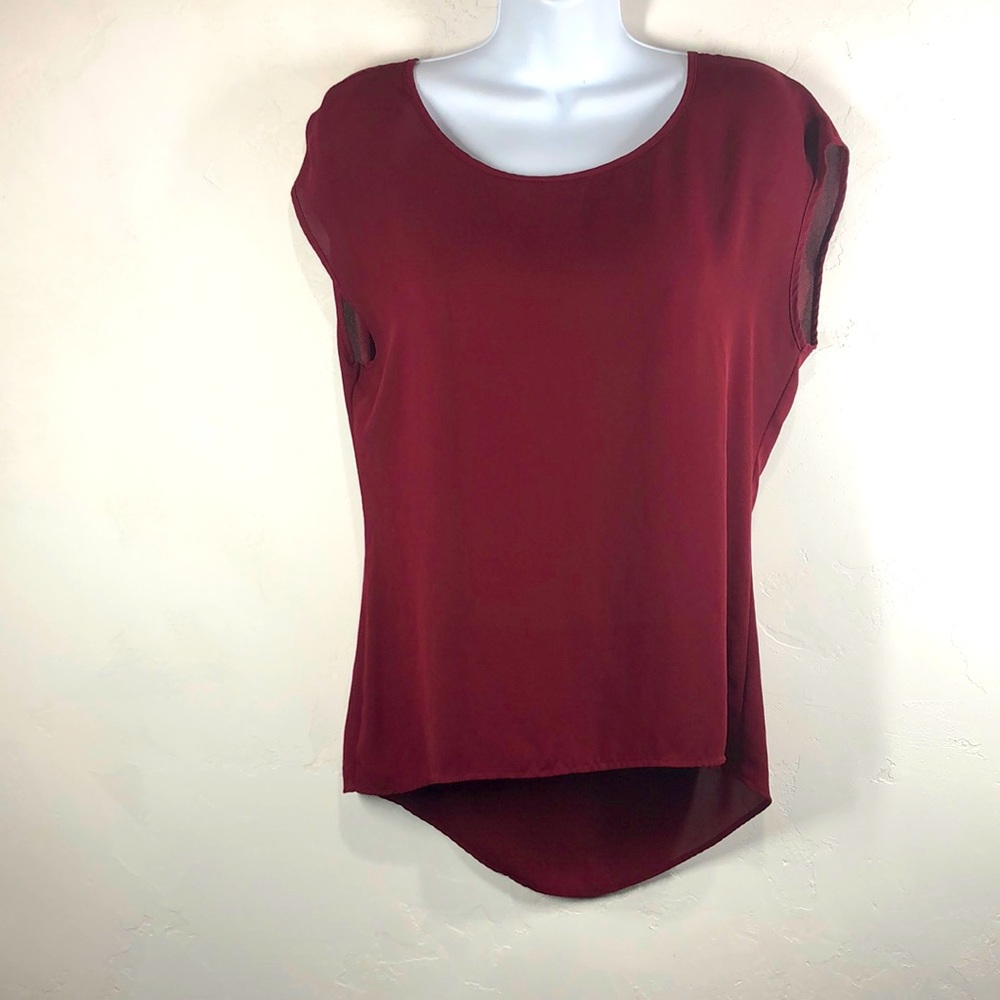 Love Haight maroon high low blouse size medium